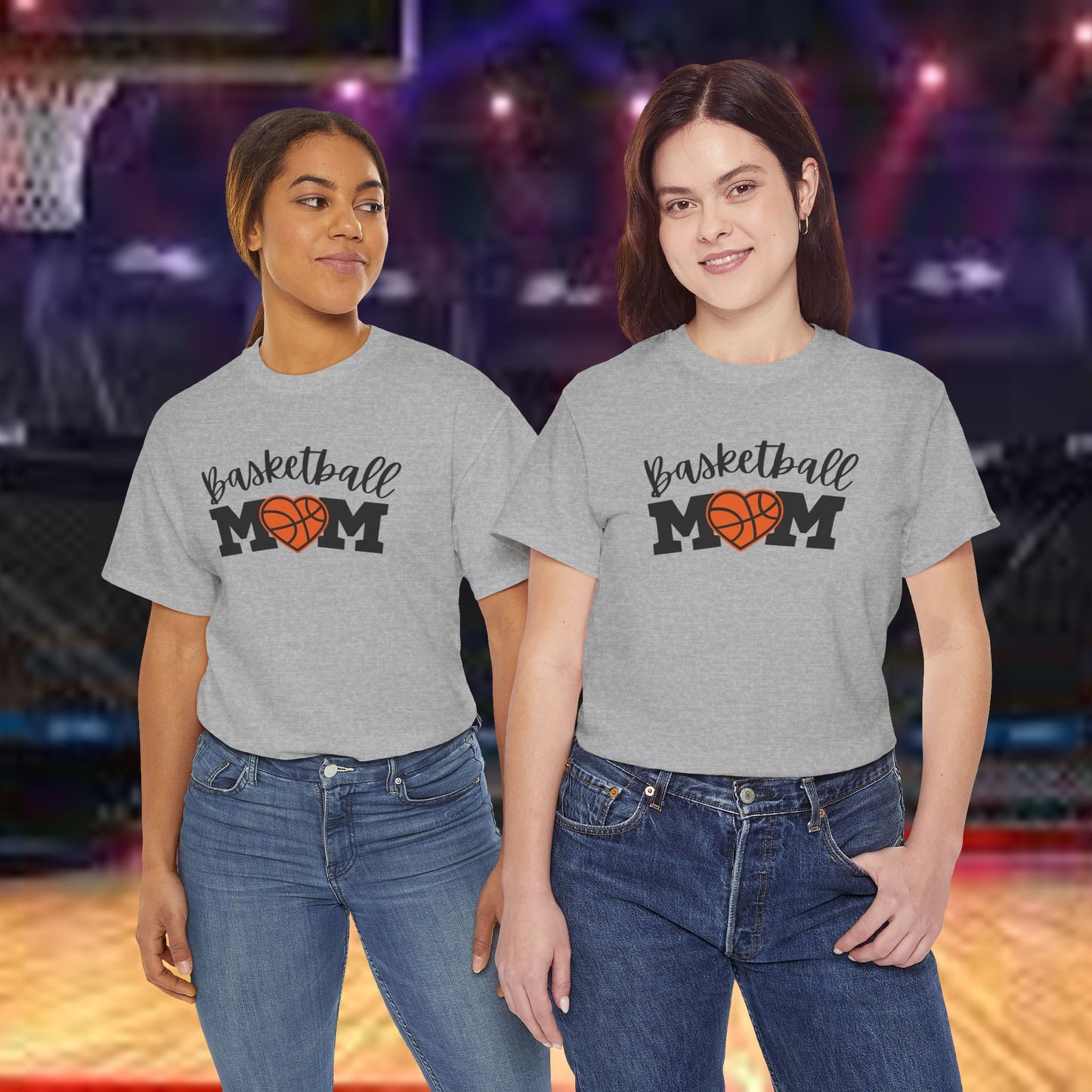 Basketball Mom Heart Tee - Unisex Heavy Cotton T-Shirt for Proud Moms