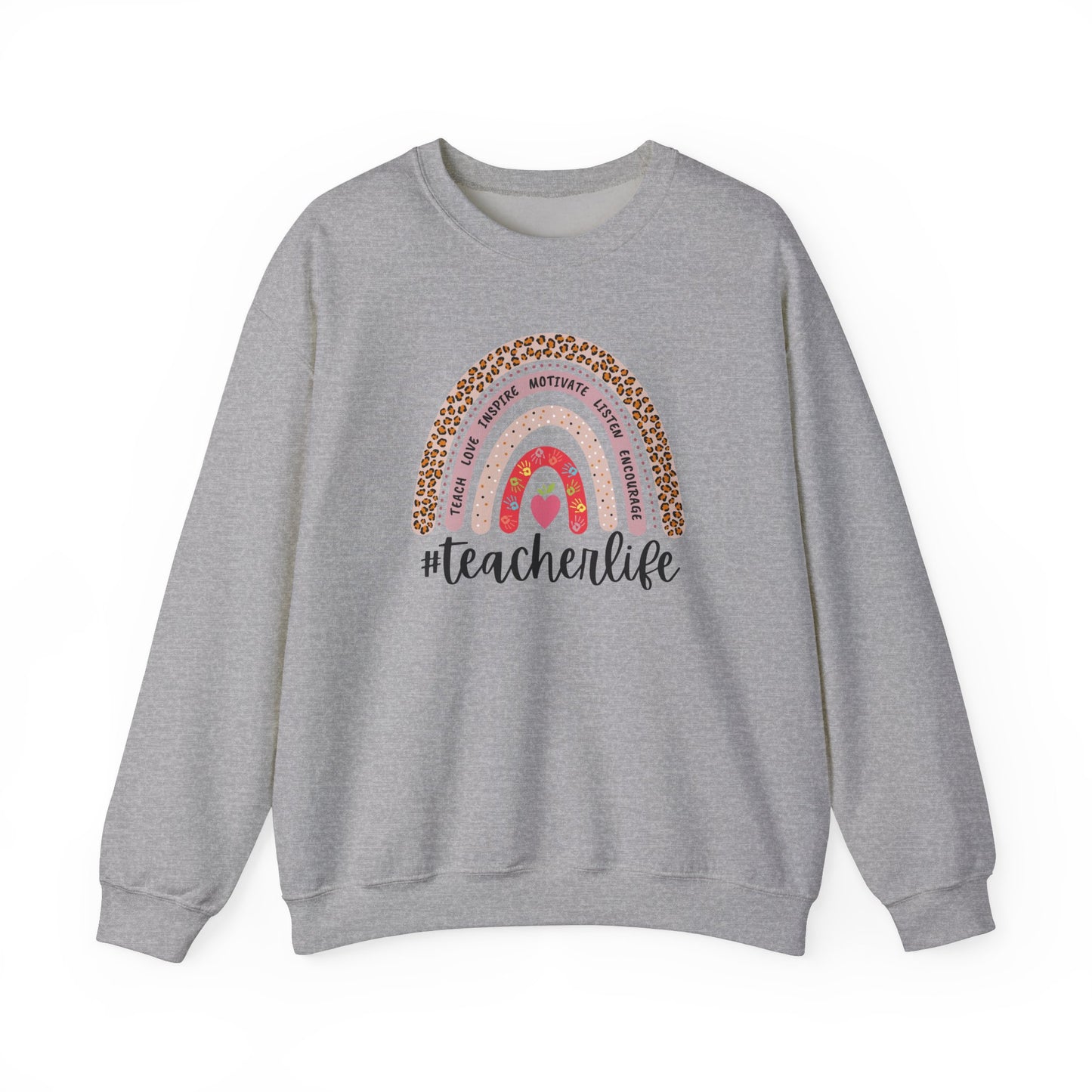 #teacherlife Rainbow Unisex Heavy Blend™ Crewneck Sweatshirt