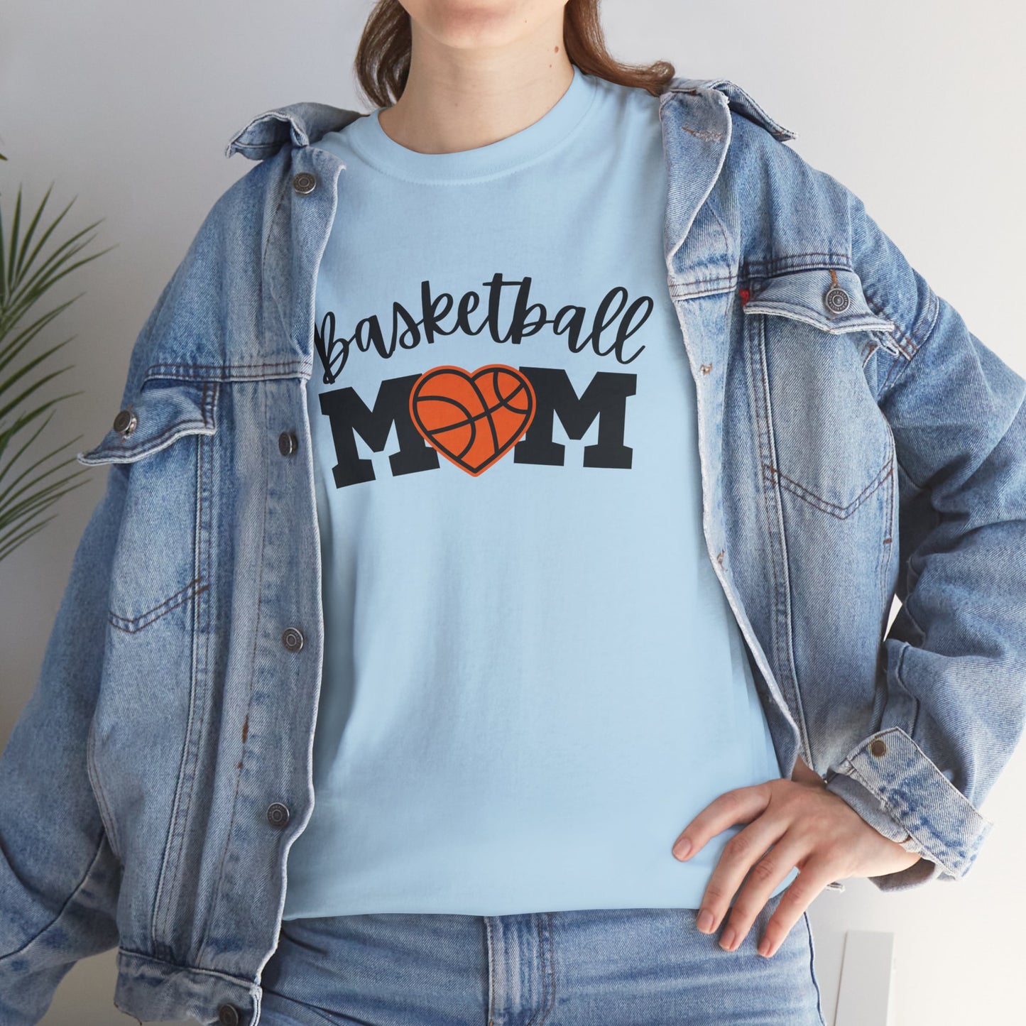 Basketball Mom Heart Tee - Unisex Heavy Cotton T-Shirt for Proud Moms