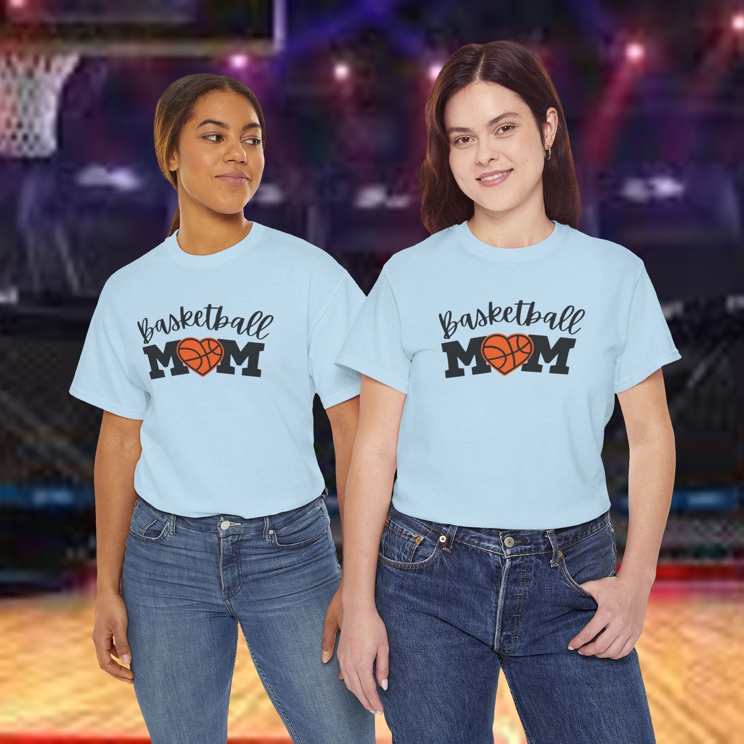 Basketball Mom Heart Tee - Unisex Heavy Cotton T-Shirt for Proud Moms