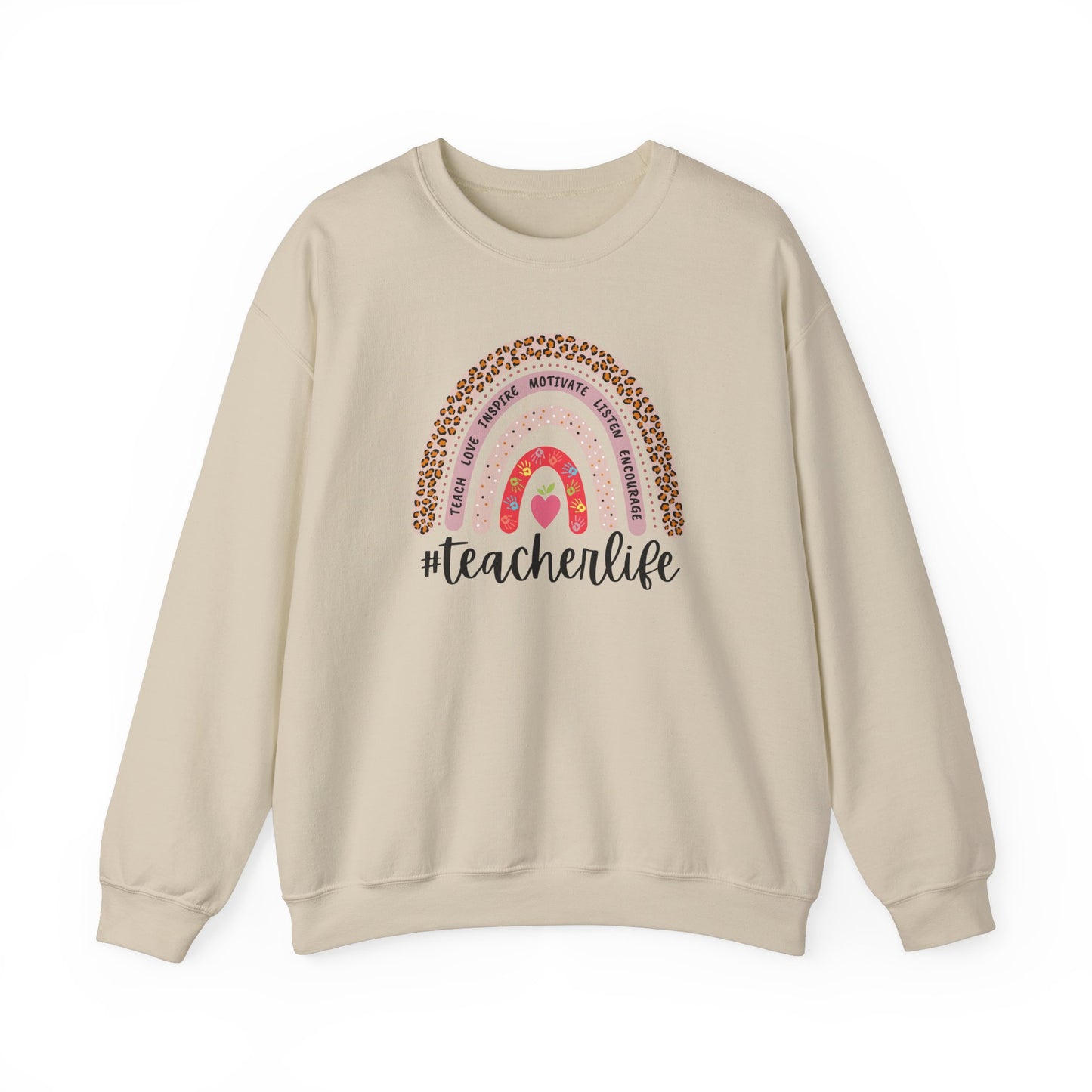 #teacherlife Rainbow Unisex Heavy Blend™ Crewneck Sweatshirt