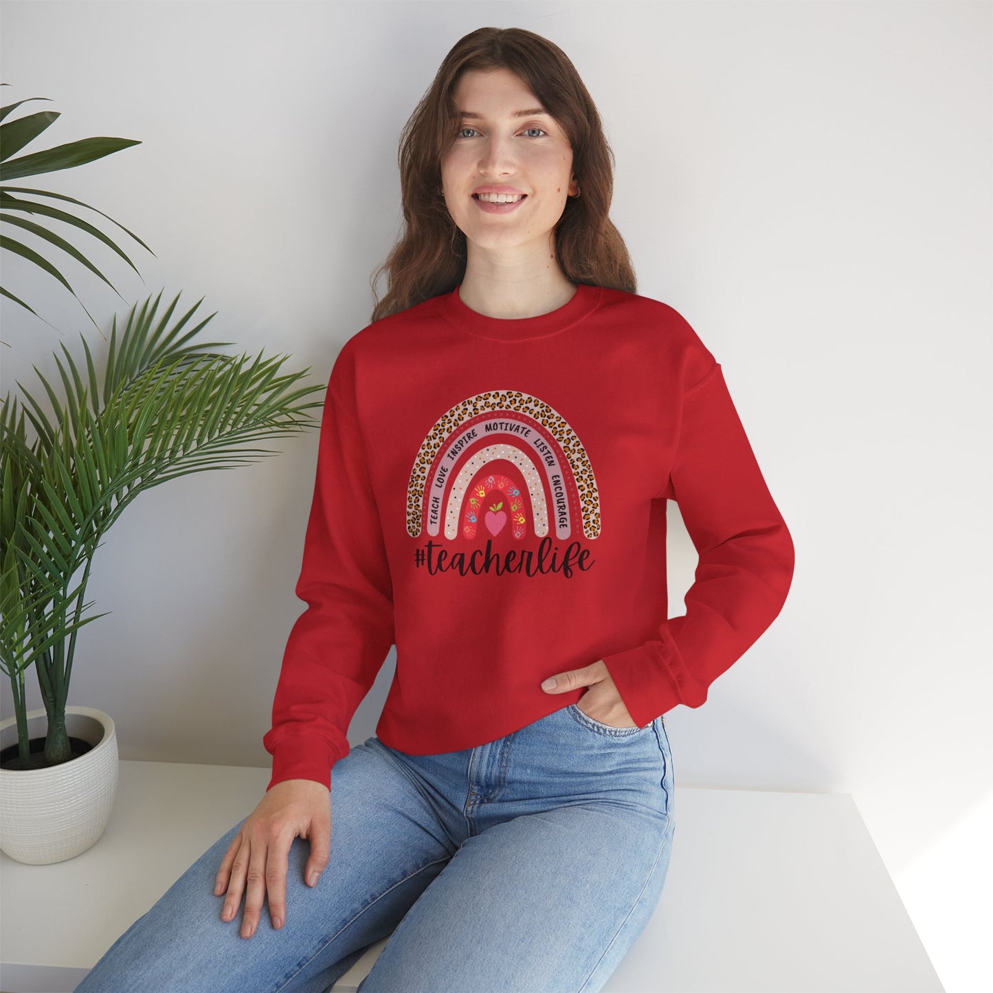 #teacherlife Rainbow Unisex Heavy Blend™ Crewneck Sweatshirt