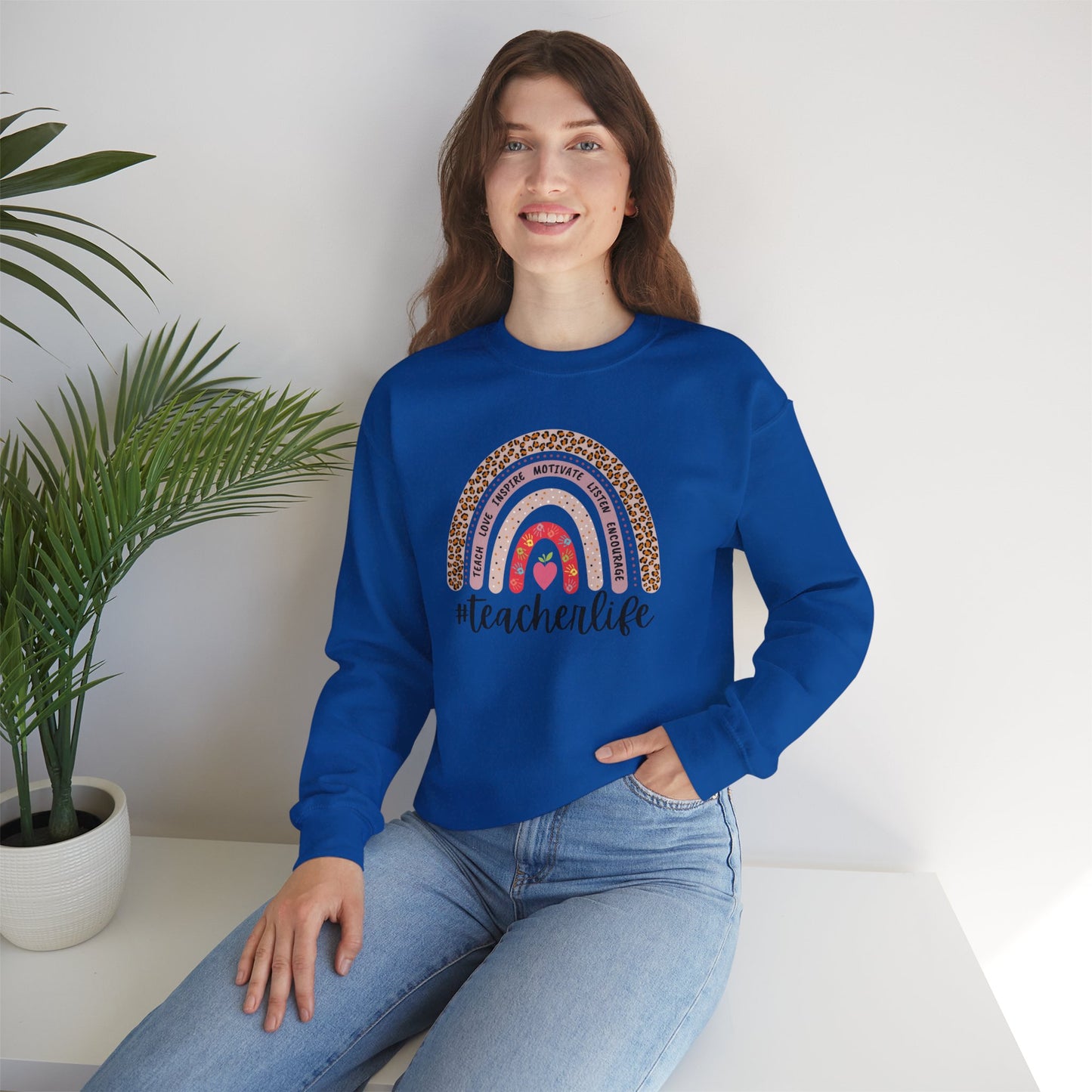 #teacherlife Rainbow Unisex Heavy Blend™ Crewneck Sweatshirt