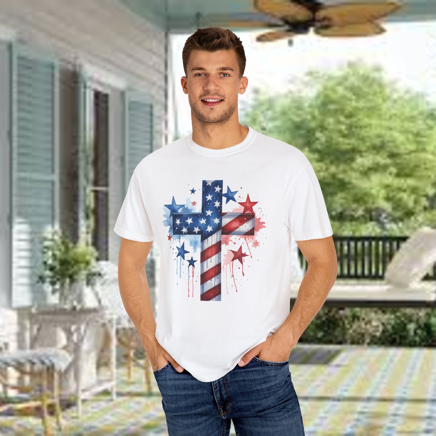 4th of July Cross Comfort Colors T-Shirt