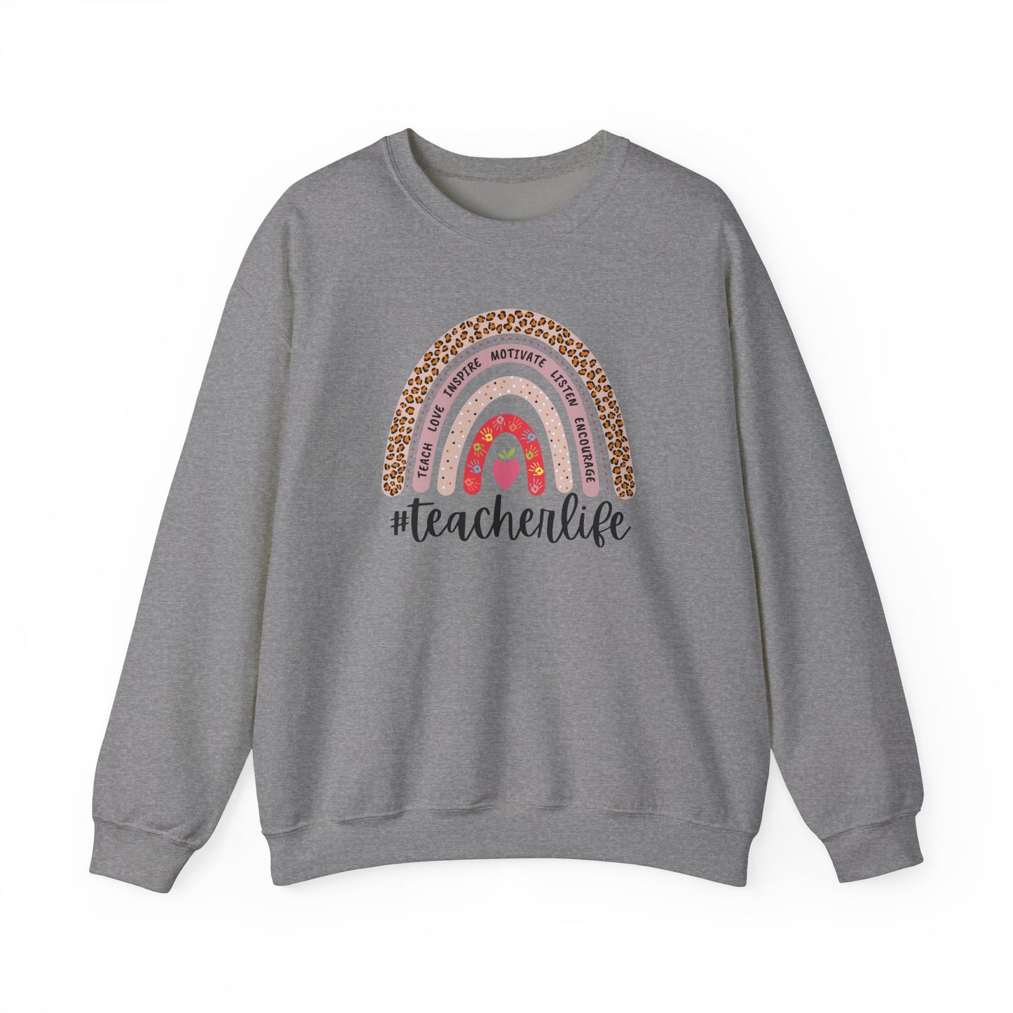 #teacherlife Rainbow Unisex Heavy Blend™ Crewneck Sweatshirt