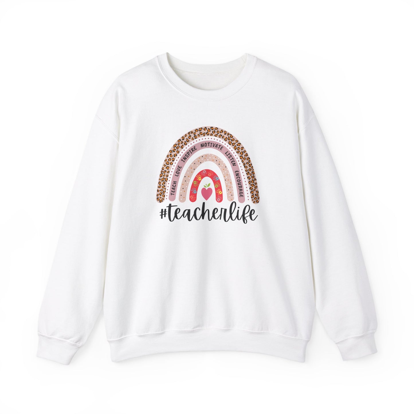#teacherlife Rainbow Unisex Heavy Blend™ Crewneck Sweatshirt