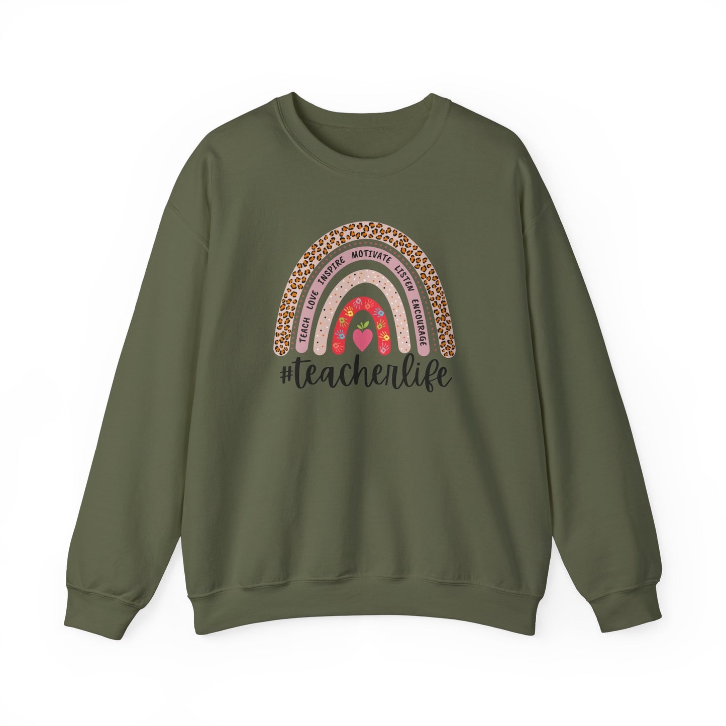 #teacherlife Rainbow Unisex Heavy Blend™ Crewneck Sweatshirt