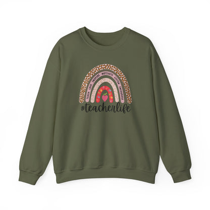 #teacherlife Rainbow Unisex Heavy Blend™ Crewneck Sweatshirt