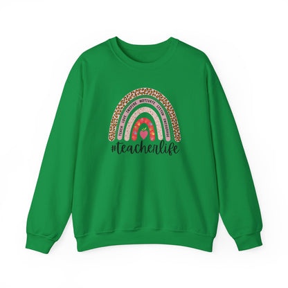 #teacherlife Rainbow Unisex Heavy Blend™ Crewneck Sweatshirt