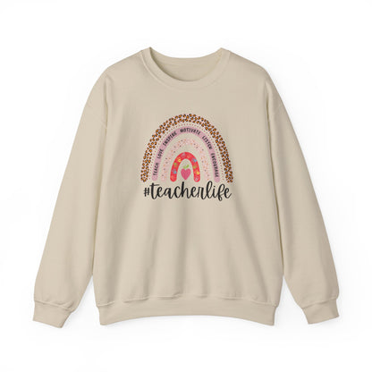 #teacherlife Rainbow Unisex Heavy Blend™ Crewneck Sweatshirt
