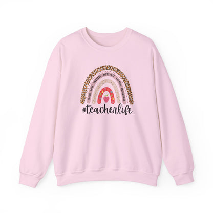 #teacherlife Rainbow Unisex Heavy Blend™ Crewneck Sweatshirt