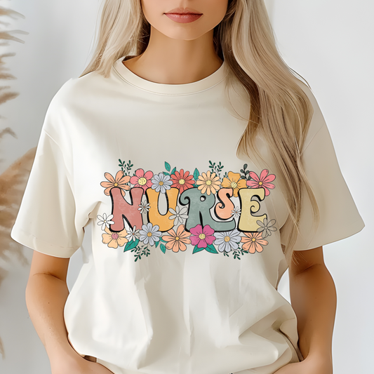Floral 'Nurse' Comfort Colors T-Shirt - Perfect for Nurses Appreciation & Everyday Wear