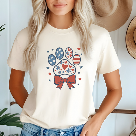 4th of July Paw Print Comfort Colors T-shirt