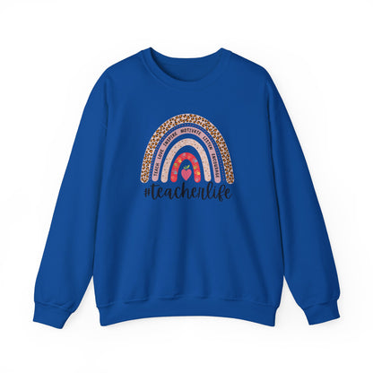 #teacherlife Rainbow Unisex Heavy Blend™ Crewneck Sweatshirt