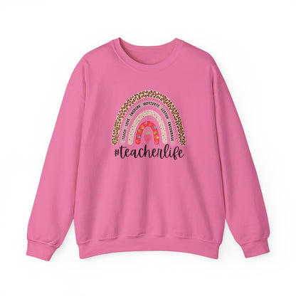 #teacherlife Rainbow Unisex Heavy Blend™ Crewneck Sweatshirt