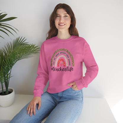 #teacherlife Rainbow Unisex Heavy Blend™ Crewneck Sweatshirt
