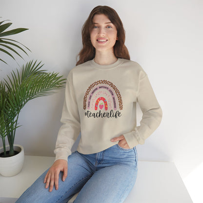 #teacherlife Rainbow Unisex Heavy Blend™ Crewneck Sweatshirt