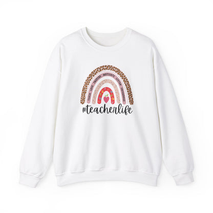 #teacherlife Rainbow Unisex Heavy Blend™ Crewneck Sweatshirt
